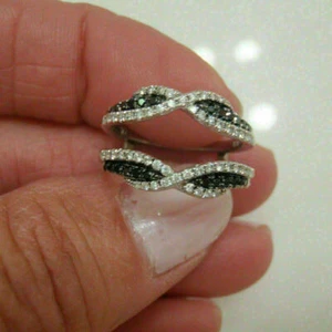 2Ct Round Cut Lab-Created Black Diamond Enhancer Band Ring 14k White Gold Plated - Picture 1 of 7