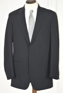 NEW Giorgio Armani Black Label Flat Front Side Vent Black Striped Suit Trim 42 L - Picture 1 of 13
