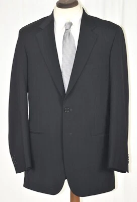 NEW Giorgio Armani Black Label Flat Front Side Vent Black Striped Suit Trim 42 L - Image 1 of 4