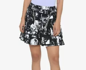 GOTHIC NIGHTMARE BEFORE CHRISTMAS PLEATED ZIPPER MINI SKIRT M - Afbeelding 1 van 2
