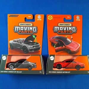 Matchbox Moving Parts Lot Of 2 Dodge '20 Charger SRT Hellcat '24 Charger Daytona - Picture 1 of 13