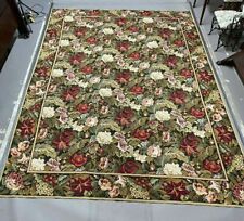 VINTAGE ANTIQUE FRENCH FLORAL AUBUSSON STYLE NEEDLEWORK TAPESTRY CARPET RUG 9X12