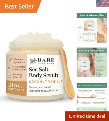 Massive 24oz Coconut Vanilla Exfoliating Scrub with Vegan Ingredients & Spoon - Image 1 of 4