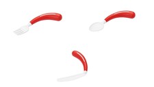 Henro - Ergonomico Curvo Posate Per Destrorsi, Rosso