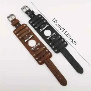 Pulsera de cuero 2 piezas para Apple iWatch Series 8 7 6 5 4 correa de reloj negra + marrón - Imagen 1 de 5