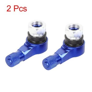2Pcs Aluminium Alloy Angled Tubeless Tire Valve Stem Blue for Motorcycle Scooter - Picture 1 of 4