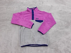 Patagonia Jacket Girls Large 12 Pink Snap T Synchilla Fleece Pullover Colorblock - Picture 1 of 10