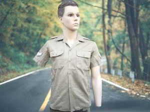 Chemise manche courte beige armée grec - Taille XS uniquement 📌 - Imagen 1 de 3