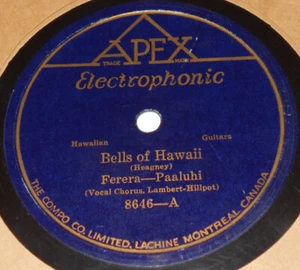 Apex 8646 Ferera & Paaluhi Bells of Hawaii / Dreamy Hawaii 78 RPM E- E- RARE - Picture 1 of 2