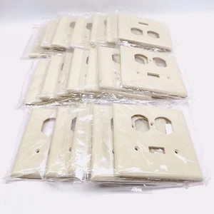 Lot of 25 Eagle 2038V Mid-Size 2-Gang Combo Switch + Duplex Outlet Cover Ivory - Picture 1 of 3