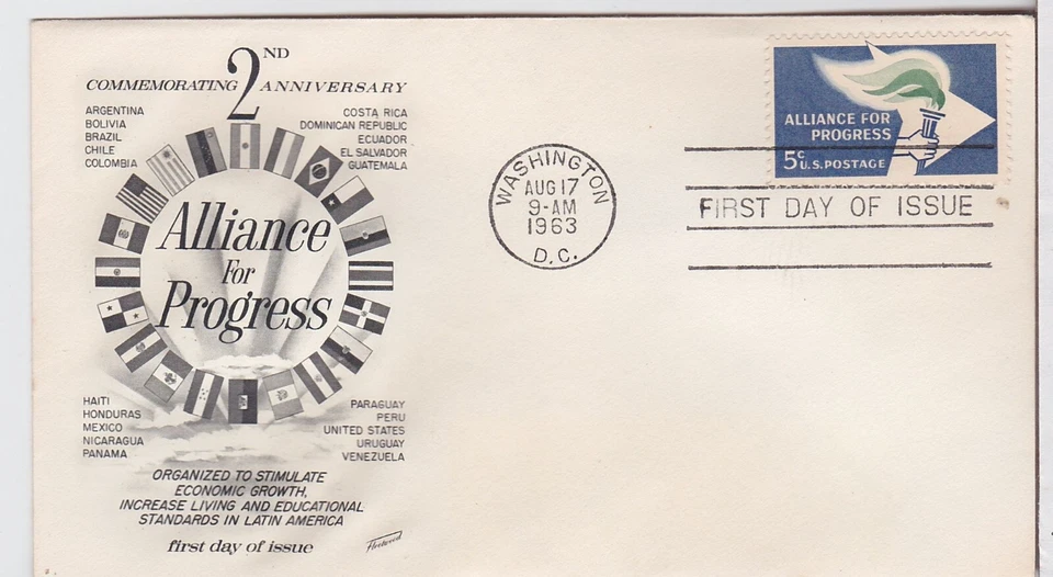 TurtlesTradingPost- Alliance For Progress- 1963 - #1234 FDC Fleetwood Cachet - Image 1 of 1