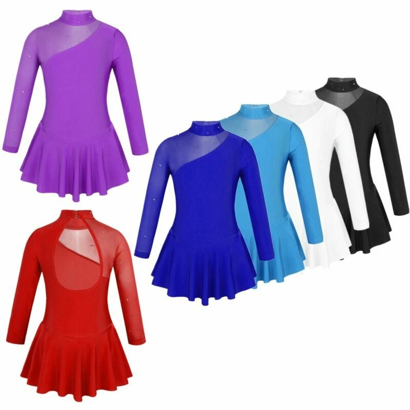 Kids Girls Ballet Dance Leotard Dress Figure Ice Skating Tulle Skirts Dancewear - Image 1 of 1