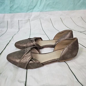 EILEEN FISHER Fuller Metallic Suede d'Orsay Flat Shoes~Size 8 - Picture 1 of 10