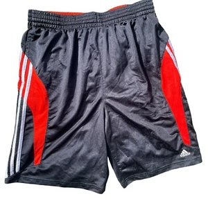 Vintage Adidas Activewear Shorts Black Red XL Baggy Y2K Shiny - Picture 1 of 7