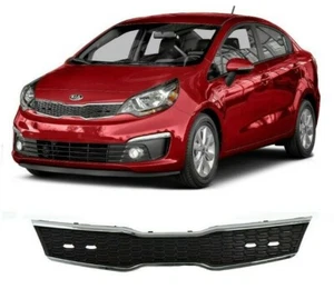NEW FRONT BUMPER MESH CHROME GRILLE RADIATOR GRILL FOR KIA RIO SEDAN 2016 2017 - Picture 1 of 3