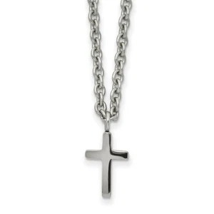 Chisel Stainless Steel Polished 11mm Cross 18" Necklace SRN2500-18 - Picture 1 of 2