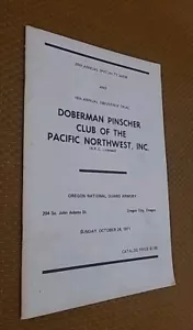 1971 Doberman Pinscher Club of Pacific Northwest 29th Annual Show Guide - Imagen 1 de 8