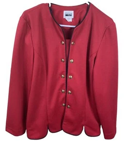 Vtg Leslie Fay Womens 16 Red Blazer Jacket Dress Coat Button Down 90s Mom Granny - Picture 1 of 6