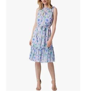 Vestido ADRIANNA PAPELL Acuarela Floral Gasa Midi Púrpura Multi Talla 8 NUEVO - Imagen 1 de 10