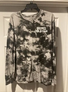 XL Call Of Duty Black Ops Cold War T-shirt Gray Tiedye Camo Long Sleeve Gamer - Picture 1 of 4