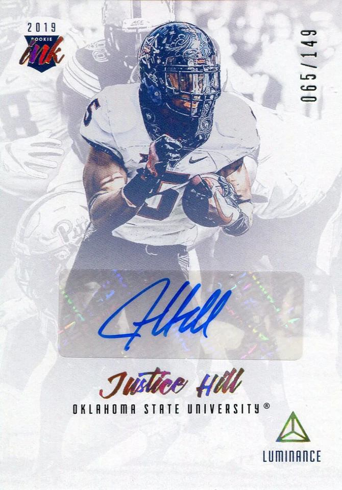 Justice Hill Autographed 2019 Panini Luminance Rookie Card - Image 1 of 1
