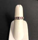 womens solid 14KW princess cut ruby and diamond band Sz.6 1/2 (sizable)