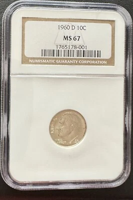 1960 D 10C Roosevelt Dime NGC MS 67 - Image 1 of 2