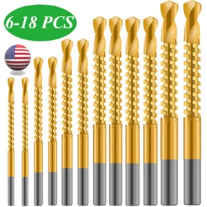 6 PCS Titanium Coated Twist Drill Bit Set Cutting Groove Bit Wood Metal Tool ✅ - Picture 1 of 14