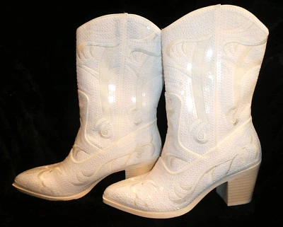 Botas occidentales bordadas con lentejuelas blancas para mujer talla 6,5 nuevas con etiquetas Foto 1 de 4