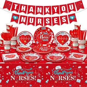 178Pcs Nurse Graduation Nurses Week party supplies SetDisposable Thank You Nu... - Picture 1 of 7