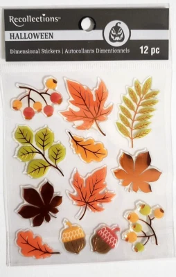 Recollections Halloween EPOXY FOIL LEAVES Dimensional Stickers - 12 pcs - Image 1 of 3
