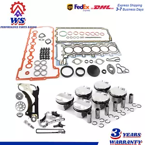 Juego de juntas de culata pistones anillos juego cadena de distribución para BMW N52B30 128i 328i 3,0 L - Imagen 1 de 15