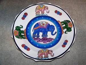 AUSVERKAUF Fünf Elefanten Muster 12" (30cm) handbemalter türkischer Keramikteller - Bild 1 von 3