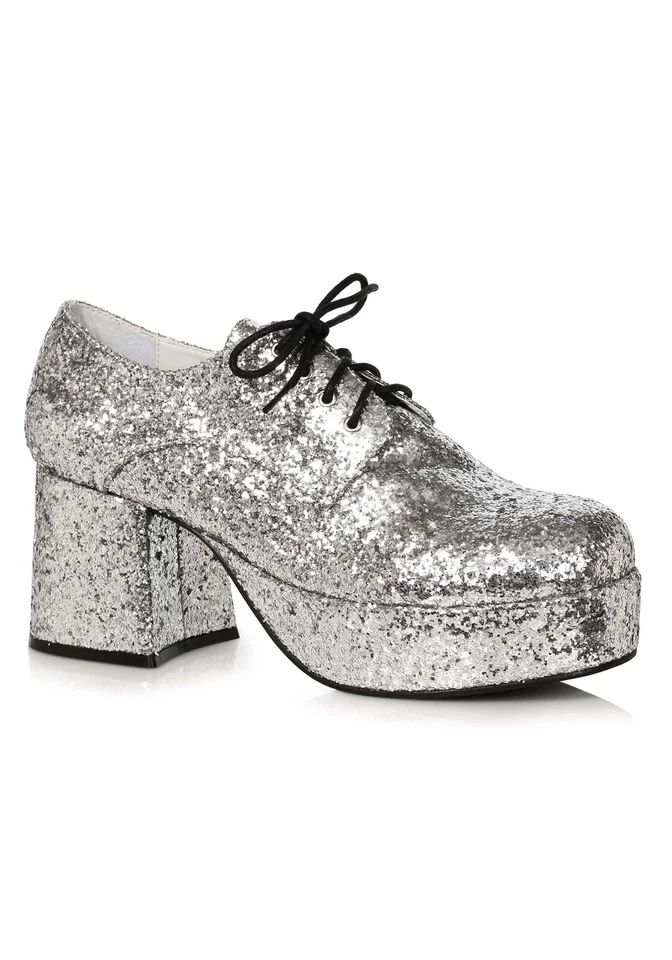 Men's Silver Glitter Platform Shoes - Image 1 of 1