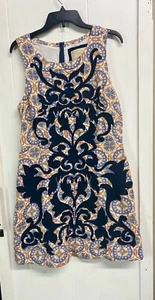 Anthropologie Vanessa Virginia Shift Dress Womens 12 Blue Owen Embroidered Multi - Picture 1 of 6