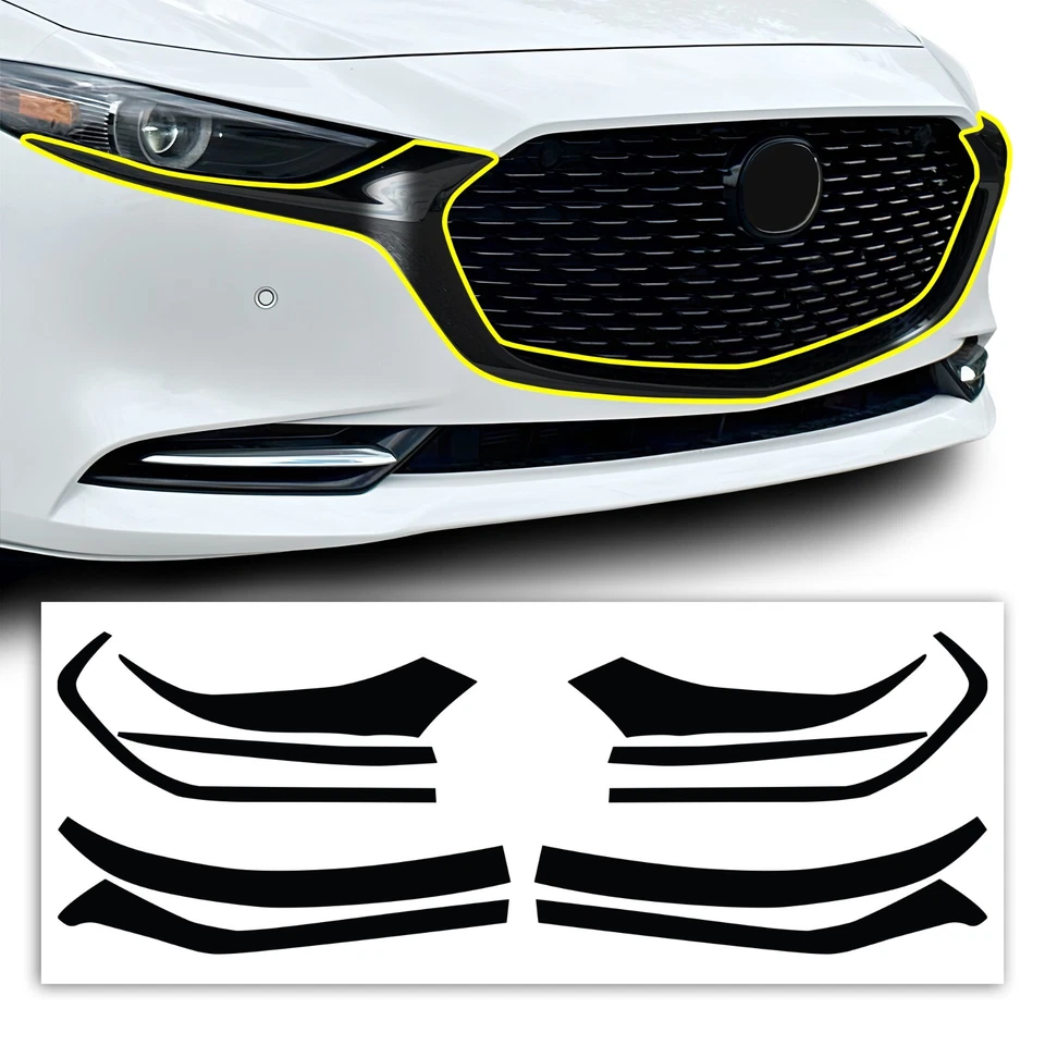 Fits Mazda 3 2019-2025 Front Grille Chrome Delete Decal Blackout Vinyl Trim - Image 1 of 4