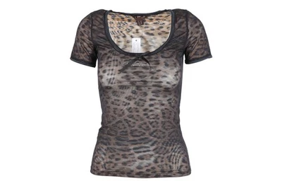 Roberto Cavalli Ropa Interior Diamante Animal Camisa con Logo Leopardo Estrás Foto 1 de 4