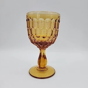 Vintage Fenton Kolonial Daumenabdruck Bernstein 10 Unzen Wasserglas Kelch Stiel 6,5" - Bild 1 von 5