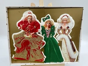 Hallmark Barbie Holiday Card Collection 1995 USA Flocked Glitter Christmas Cards - Picture 1 of 12