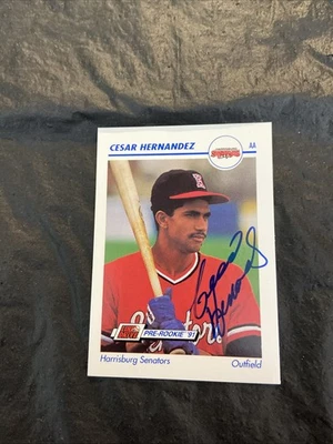 Cesar Hernandez 1991 Impel  Minor League Autograph #256 Harrisburg Senators - Image 1 of 2