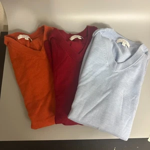 Turnbury Pullover Weste Gr. L 3 Stück blau rot orange extra feine Merinowolle - Bild 1 von 5