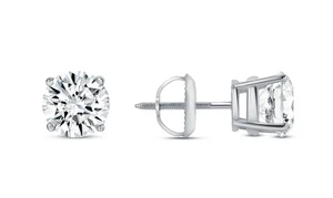2 Ct Round VS1/F Certified Lab Grown Diamond Earrings Real 14K Solid White Gold - Picture 1 of 14