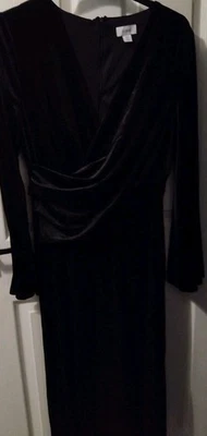 Coast Womens Black Velvet Wrap  Dress bell Sleeves Size 16 Worn Once - Image 1 of 4