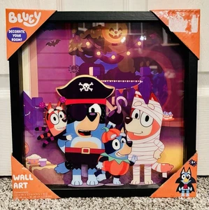 Bluey Halloween Trick Or Treating Costumes Framed Wall Art 12” X 12” - Picture 1 of 4