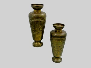 FINE PAIR of ANTIQUE BRASS VASES ISLAMIC ARABIC CALLIGRAPHY CAIROWARE 19 century - Picture 1 of 11