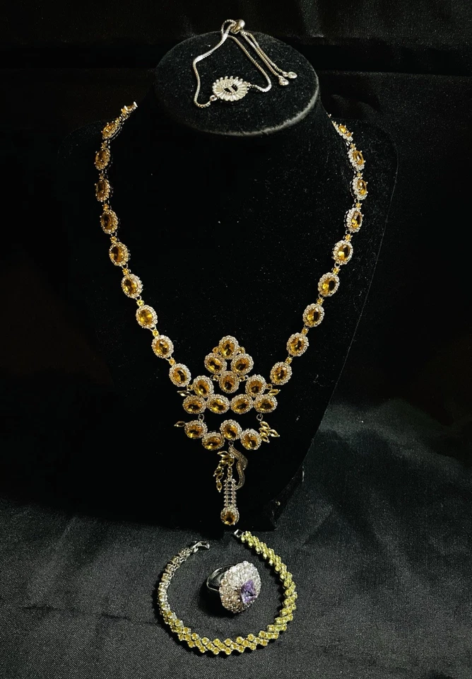 ❤️ Bisutería Piedras Respirables Joyería Lote Pulsera Collar y Pulsera Foto 1 de 4