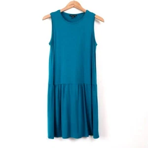 Abito tunica Eileen Fisher taglia XS senza maniche vita bassa blu turchese - Foto 1 di 10
