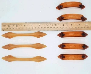 Lot of 8 Marbled Butterscotch Amber Bakelite? Resin Drawer Pull Art Deco MCM - Picture 1 of 7