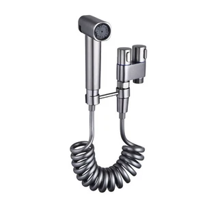 Toilet Bidet Sprayer Set with Stainless Steel Valve Hose and Spray Handle - Picture 1 of 8