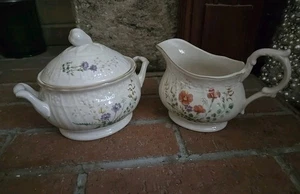 Mikasa Margaux Creamer Sugar Bowl with Lid D1006 Fine Ivory Vtg Retired - Picture 1 of 16